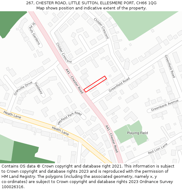 267, CHESTER ROAD, LITTLE SUTTON, ELLESMERE PORT, CH66 1QG: Location map and indicative extent of plot