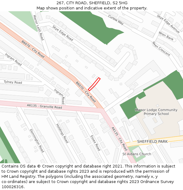 267, CITY ROAD, SHEFFIELD, S2 5HG: Location map and indicative extent of plot