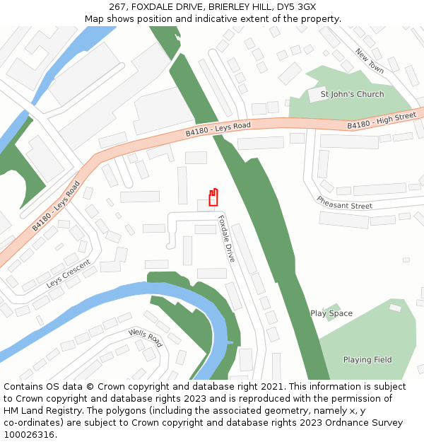 267, FOXDALE DRIVE, BRIERLEY HILL, DY5 3GX: Location map and indicative extent of plot