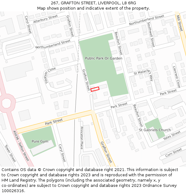 267, GRAFTON STREET, LIVERPOOL, L8 6RG: Location map and indicative extent of plot