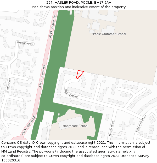 267, HASLER ROAD, POOLE, BH17 9AH: Location map and indicative extent of plot