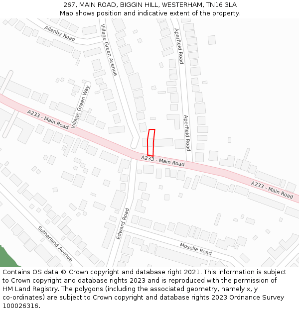 267, MAIN ROAD, BIGGIN HILL, WESTERHAM, TN16 3LA: Location map and indicative extent of plot