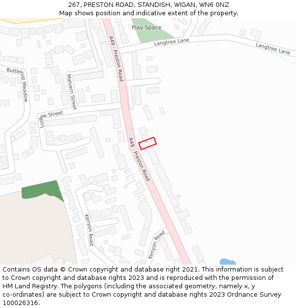 267, PRESTON ROAD, STANDISH, WIGAN, WN6 0NZ: Location map and indicative extent of plot