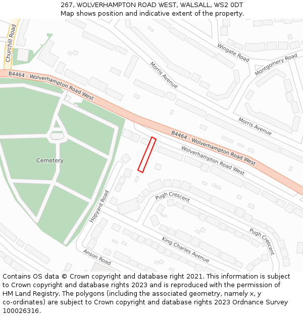 267, WOLVERHAMPTON ROAD WEST, WALSALL, WS2 0DT: Location map and indicative extent of plot