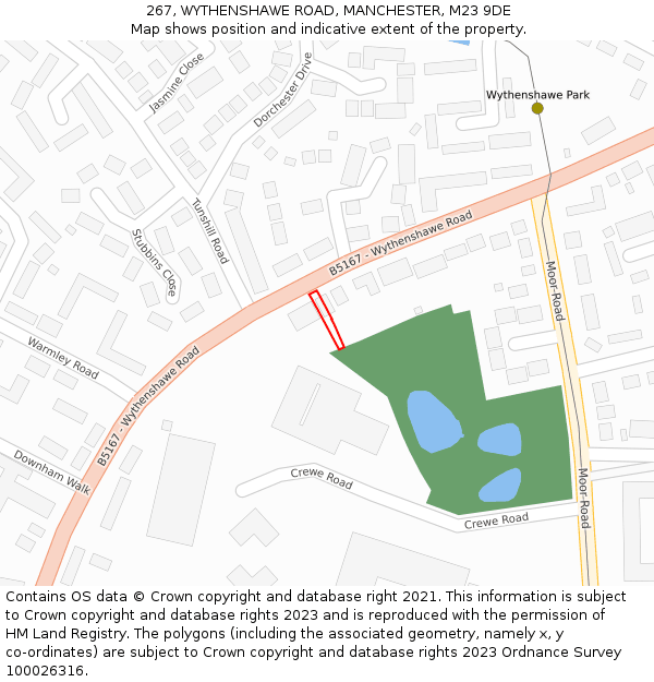 267, WYTHENSHAWE ROAD, MANCHESTER, M23 9DE: Location map and indicative extent of plot