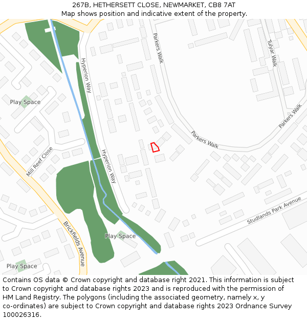 267B, HETHERSETT CLOSE, NEWMARKET, CB8 7AT: Location map and indicative extent of plot