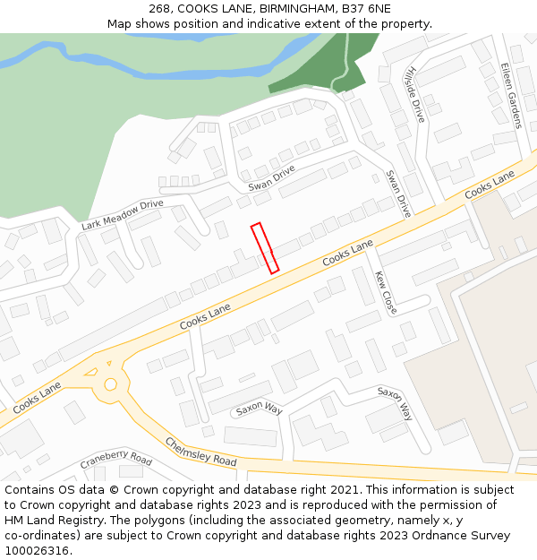 268, COOKS LANE, BIRMINGHAM, B37 6NE: Location map and indicative extent of plot