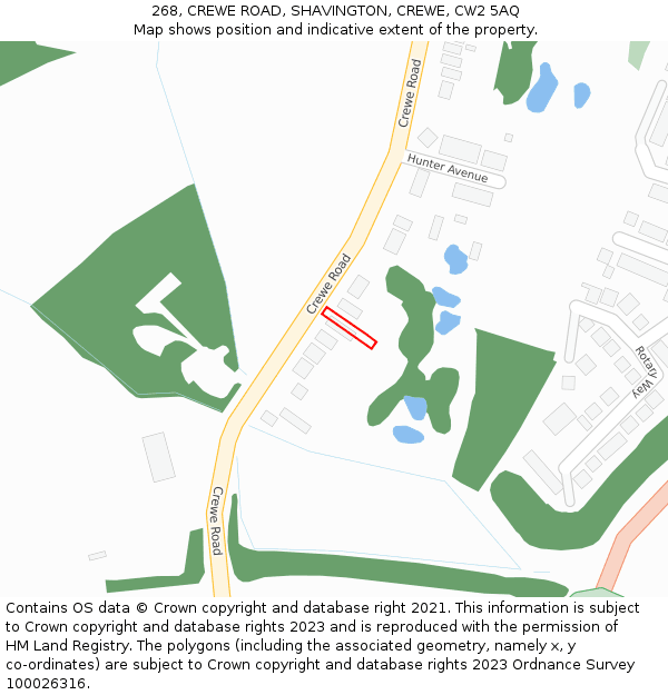 268, CREWE ROAD, SHAVINGTON, CREWE, CW2 5AQ: Location map and indicative extent of plot