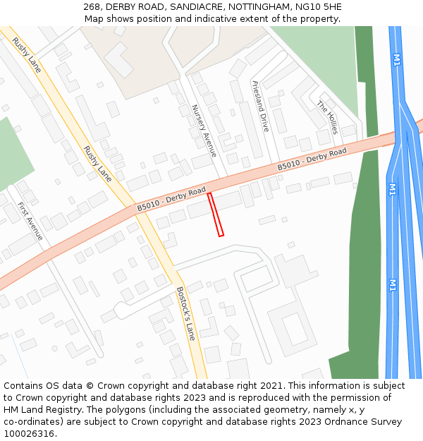 268, DERBY ROAD, SANDIACRE, NOTTINGHAM, NG10 5HE: Location map and indicative extent of plot