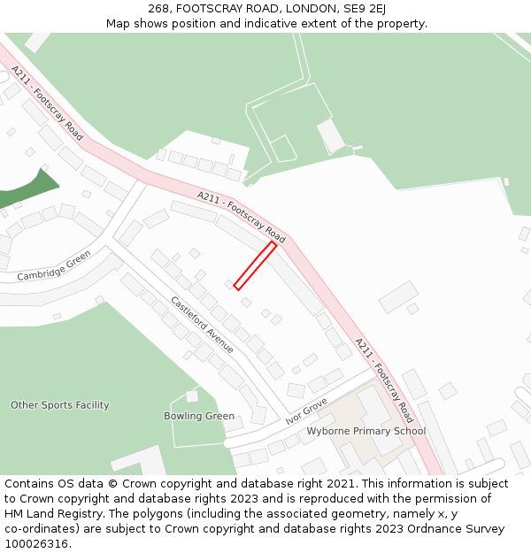 268, FOOTSCRAY ROAD, LONDON, SE9 2EJ: Location map and indicative extent of plot