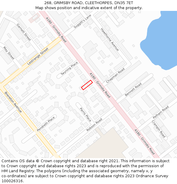 268, GRIMSBY ROAD, CLEETHORPES, DN35 7ET: Location map and indicative extent of plot