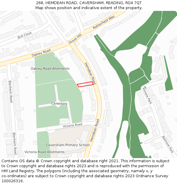 268, HEMDEAN ROAD, CAVERSHAM, READING, RG4 7QT: Location map and indicative extent of plot