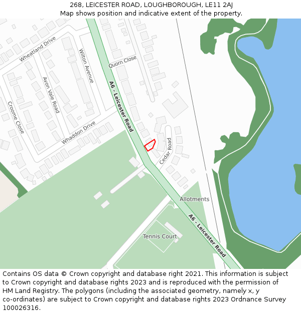 268, LEICESTER ROAD, LOUGHBOROUGH, LE11 2AJ: Location map and indicative extent of plot