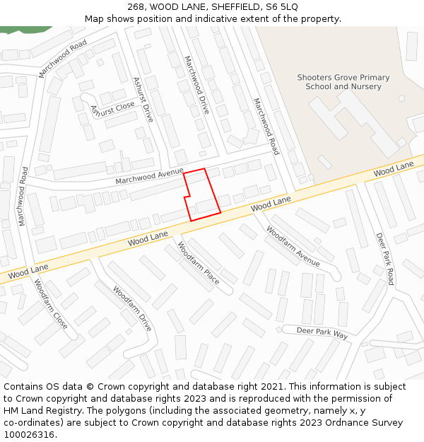 268, WOOD LANE, SHEFFIELD, S6 5LQ: Location map and indicative extent of plot