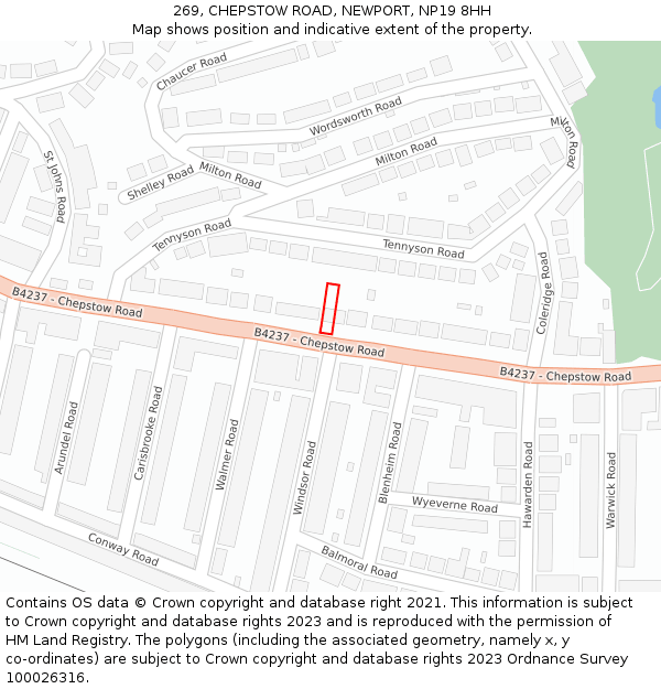 269, CHEPSTOW ROAD, NEWPORT, NP19 8HH: Location map and indicative extent of plot