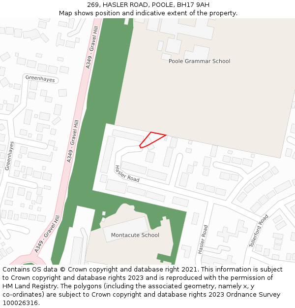 269, HASLER ROAD, POOLE, BH17 9AH: Location map and indicative extent of plot