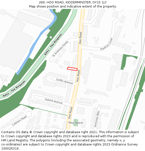 269, HOO ROAD, KIDDERMINSTER, DY10 1LY: Location map and indicative extent of plot