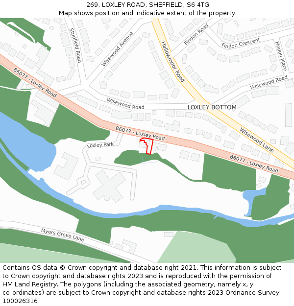 269, LOXLEY ROAD, SHEFFIELD, S6 4TG: Location map and indicative extent of plot