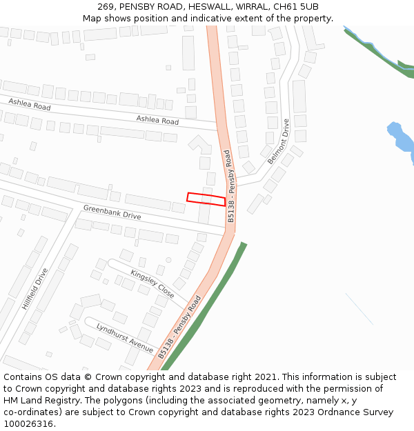 269, PENSBY ROAD, HESWALL, WIRRAL, CH61 5UB: Location map and indicative extent of plot