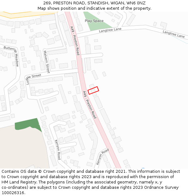 269, PRESTON ROAD, STANDISH, WIGAN, WN6 0NZ: Location map and indicative extent of plot