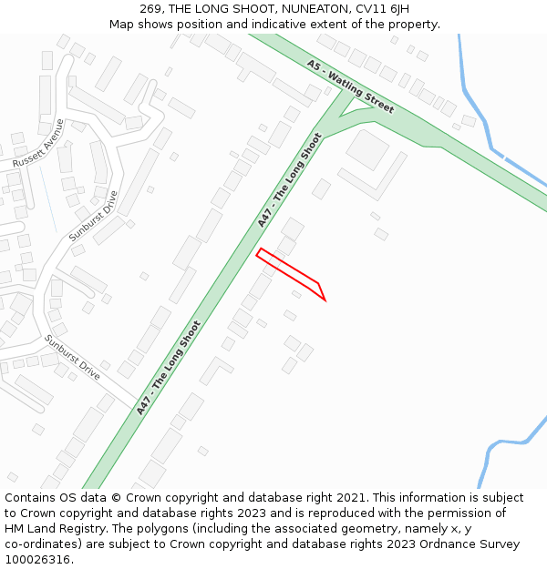 269, THE LONG SHOOT, NUNEATON, CV11 6JH: Location map and indicative extent of plot