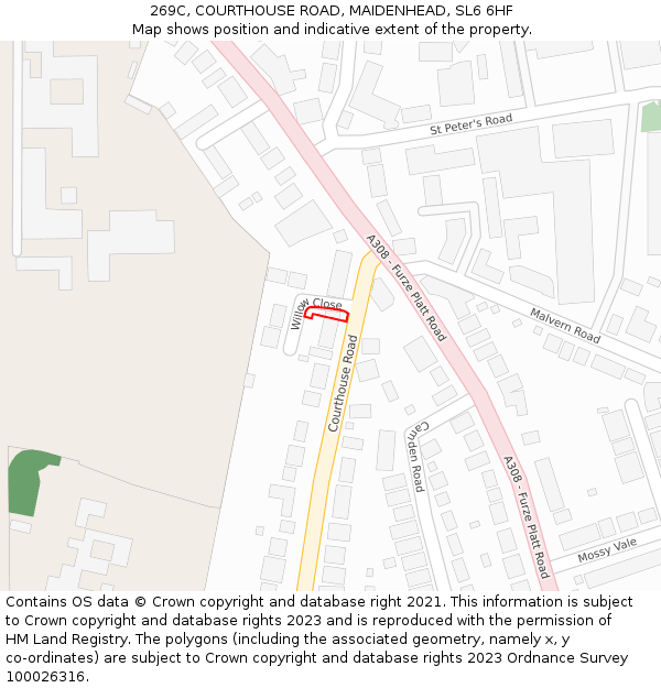 269C, COURTHOUSE ROAD, MAIDENHEAD, SL6 6HF: Location map and indicative extent of plot