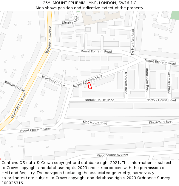 26A, MOUNT EPHRAIM LANE, LONDON, SW16 1JG: Location map and indicative extent of plot