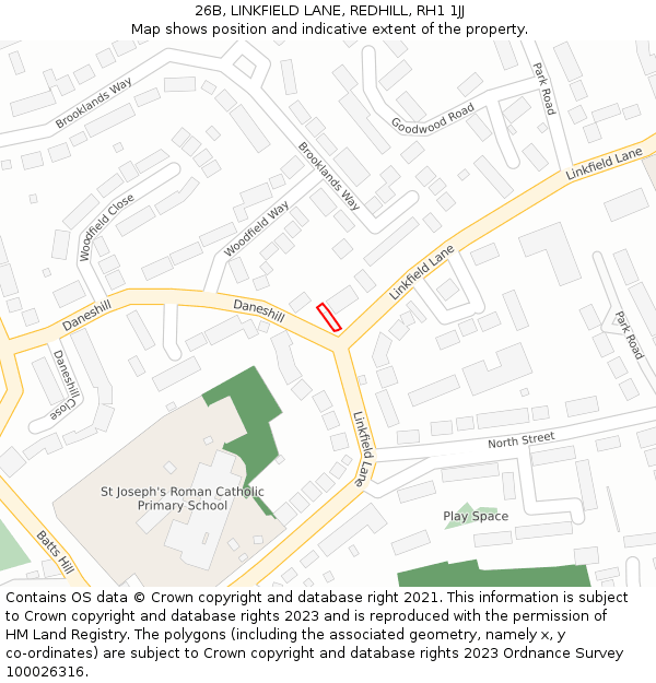 26B, LINKFIELD LANE, REDHILL, RH1 1JJ: Location map and indicative extent of plot