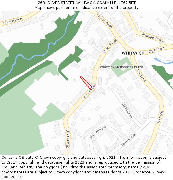 26B, SILVER STREET, WHITWICK, COALVILLE, LE67 5ET: Location map and indicative extent of plot