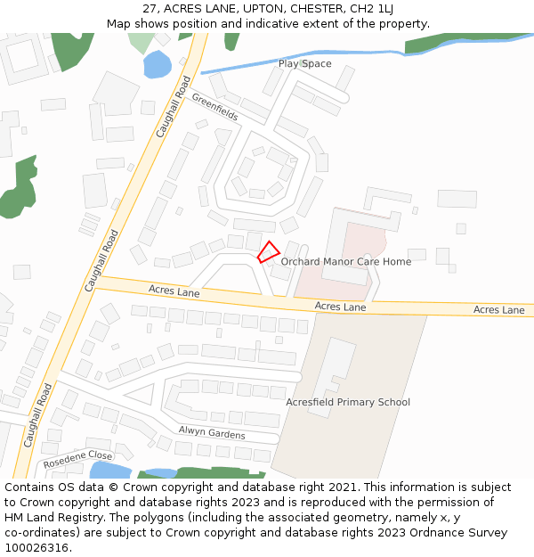 27, ACRES LANE, UPTON, CHESTER, CH2 1LJ: Location map and indicative extent of plot