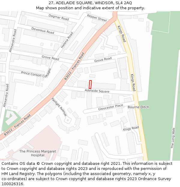 27, ADELAIDE SQUARE, WINDSOR, SL4 2AQ: Location map and indicative extent of plot