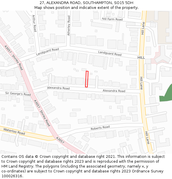 27, ALEXANDRA ROAD, SOUTHAMPTON, SO15 5DH: Location map and indicative extent of plot