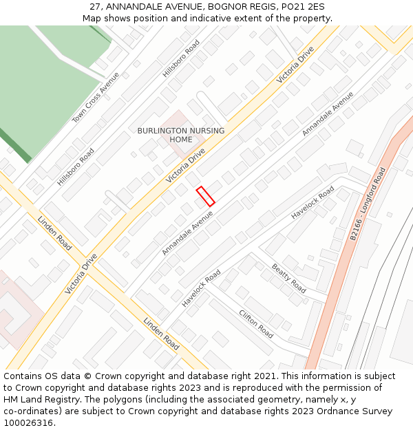 27, ANNANDALE AVENUE, BOGNOR REGIS, PO21 2ES: Location map and indicative extent of plot