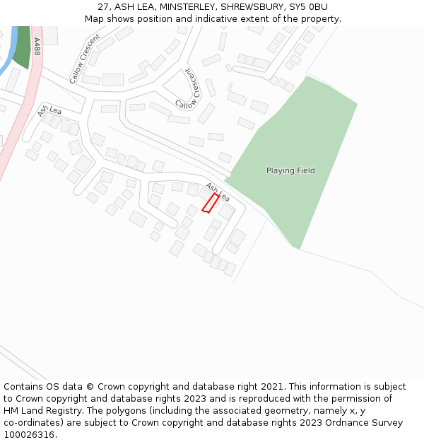 27, ASH LEA, MINSTERLEY, SHREWSBURY, SY5 0BU: Location map and indicative extent of plot