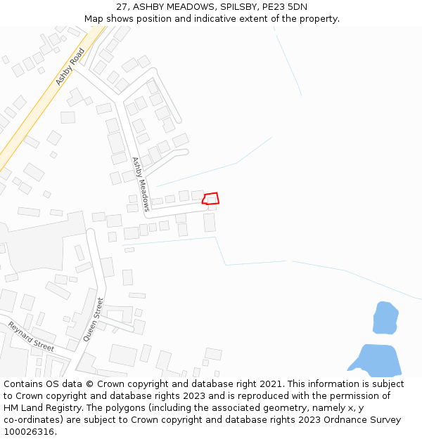 27, ASHBY MEADOWS, SPILSBY, PE23 5DN: Location map and indicative extent of plot