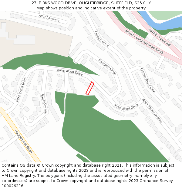27, BIRKS WOOD DRIVE, OUGHTIBRIDGE, SHEFFIELD, S35 0HY: Location map and indicative extent of plot