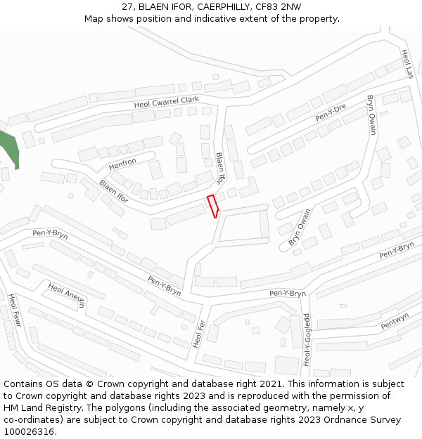 27, BLAEN IFOR, CAERPHILLY, CF83 2NW: Location map and indicative extent of plot