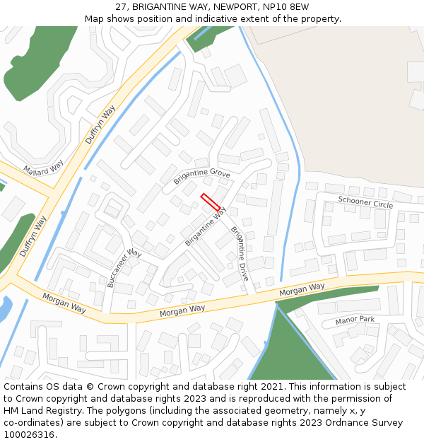 27, BRIGANTINE WAY, NEWPORT, NP10 8EW: Location map and indicative extent of plot