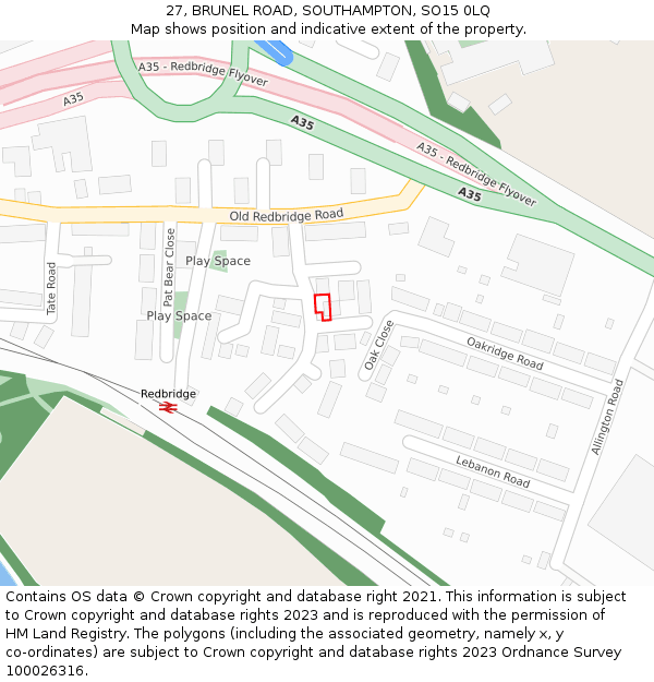 27, BRUNEL ROAD, SOUTHAMPTON, SO15 0LQ: Location map and indicative extent of plot