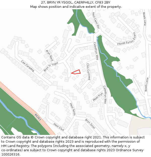 27, BRYN YR YSGOL, CAERPHILLY, CF83 2BY: Location map and indicative extent of plot