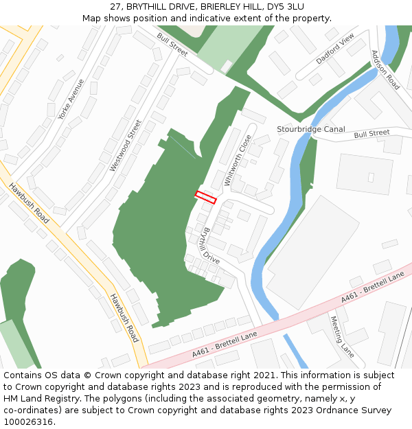 27, BRYTHILL DRIVE, BRIERLEY HILL, DY5 3LU: Location map and indicative extent of plot