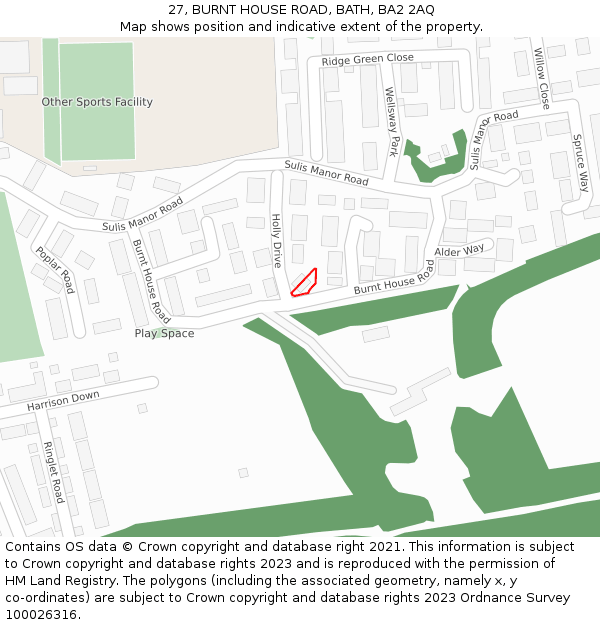 27, BURNT HOUSE ROAD, BATH, BA2 2AQ: Location map and indicative extent of plot