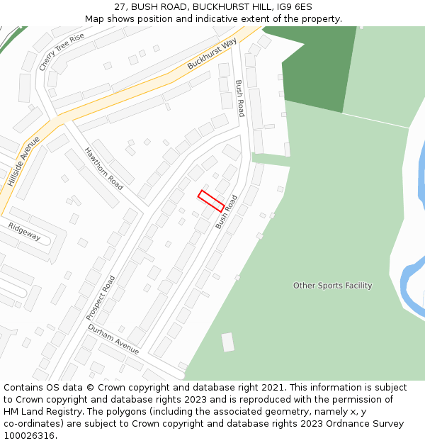 27, BUSH ROAD, BUCKHURST HILL, IG9 6ES: Location map and indicative extent of plot