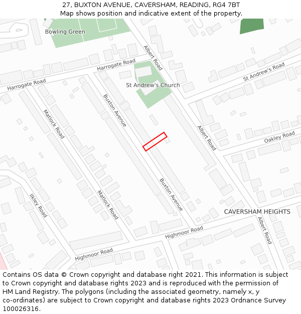 27, BUXTON AVENUE, CAVERSHAM, READING, RG4 7BT: Location map and indicative extent of plot