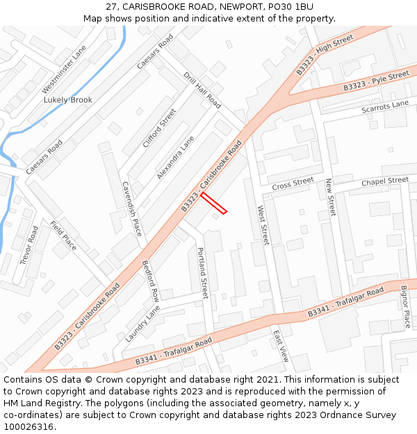 27, CARISBROOKE ROAD, NEWPORT, PO30 1BU: Location map and indicative extent of plot