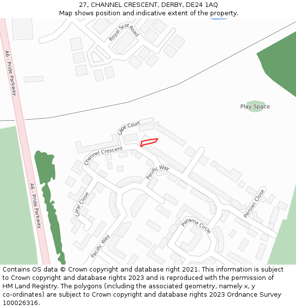 27, CHANNEL CRESCENT, DERBY, DE24 1AQ: Location map and indicative extent of plot