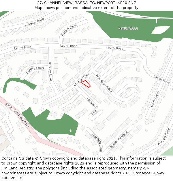 27, CHANNEL VIEW, BASSALEG, NEWPORT, NP10 8NZ: Location map and indicative extent of plot
