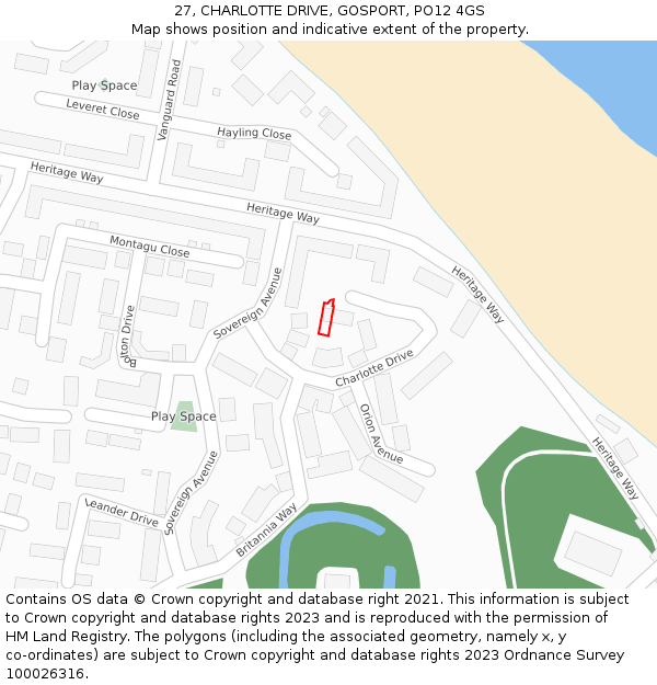 27, CHARLOTTE DRIVE, GOSPORT, PO12 4GS: Location map and indicative extent of plot