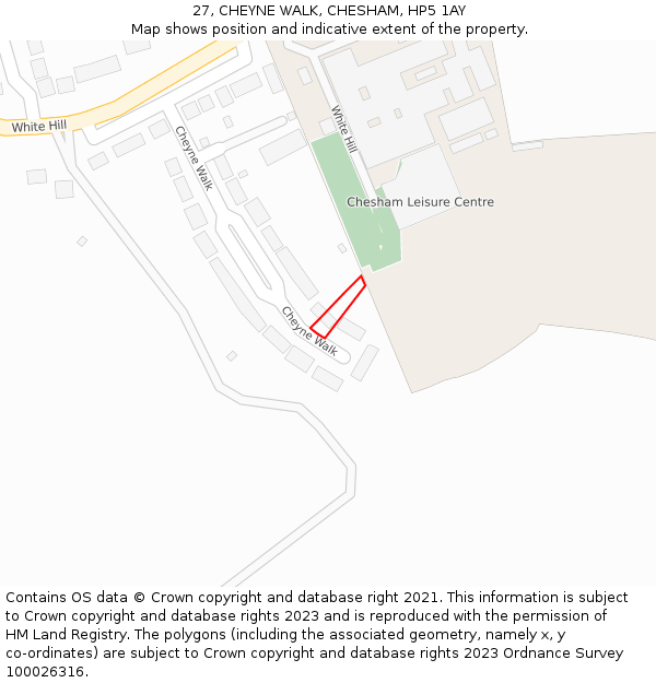 27, CHEYNE WALK, CHESHAM, HP5 1AY: Location map and indicative extent of plot