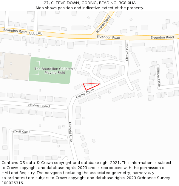 27, CLEEVE DOWN, GORING, READING, RG8 0HA: Location map and indicative extent of plot